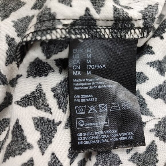 H&M Womens Size M Black & White Animal Print Long Sleeve Tunic Blouse - Picture 7 of 8